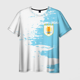 Мужская футболка 3D с принтом Сборная Уругвая в Новосибирске, 100% полиэфир | прямой крой, круглый вырез горловины, длина до линии бедер | кавани | португалия | россия | спорт | суарес | уругвай | футбол | чемпионат мира | чемпионат мира по футболу | чм | эдинсон кавани