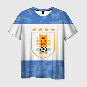 Мужская футболка 3D с принтом Сборная Уругвая в Новосибирске, 100% полиэфир | прямой крой, круглый вырез горловины, длина до линии бедер | кавани | португалия | россия | спорт | суарес | уругвай | футбол | чемпионат мира | чемпионат мира по футболу | чм | эдинсон кавани