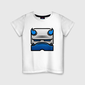 Детская футболка хлопок с принтом Geometry Dash | ICE (Z) в Новосибирске, 100% хлопок | круглый вырез горловины, полуприлегающий силуэт, длина до линии бедер | 2d | arcade | game | geometry dash | meltdown | robtop | аркада | геометрический тире | раннер