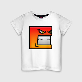 Детская футболка хлопок с принтом Geometry Dash | Red evil (Z) в Новосибирске, 100% хлопок | круглый вырез горловины, полуприлегающий силуэт, длина до линии бедер | 2d | arcade | game | geometry dash | meltdown | robtop | аркада | геометрический тире | раннер