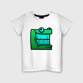 Детская футболка хлопок с принтом Geometry Dash | Green cube (Z) в Новосибирске, 100% хлопок | круглый вырез горловины, полуприлегающий силуэт, длина до линии бедер | Тематика изображения на принте: 2d | arcade | game | geometry dash | meltdown | robtop | аркада | геометрический тире | раннер