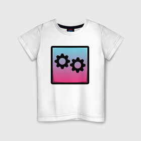 Детская футболка хлопок с принтом Geometry Dash | Gear (Z) в Новосибирске, 100% хлопок | круглый вырез горловины, полуприлегающий силуэт, длина до линии бедер | 2d | arcade | game | geometry dash | meltdown | robtop | аркада | геометрический тире | раннер
