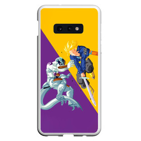 Чехол для Samsung S10E с принтом Yellow vs purple в Новосибирске, Силикон | Область печати: задняя сторона чехла, без боковых панелей | anime | dragon ball | аниме | анимэ | драгон бал | дрэгон бол | жемчуг дракона