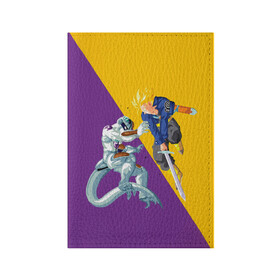 Обложка для паспорта матовая кожа с принтом Yellow vs purple в Новосибирске, натуральная матовая кожа | размер 19,3 х 13,7 см; прозрачные пластиковые крепления | anime | dragon ball | аниме | анимэ | драгон бал | дрэгон бол | жемчуг дракона