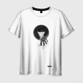 Мужская футболка 3D с принтом Yami: cell 3D в Новосибирске, 100% полиэфир | прямой крой, круглый вырез горловины, длина до линии бедер | black | cell | dark | monster | yami | дырка в груди | зубы | клыки | оскал | отверстие в груди | тьма | улыбка