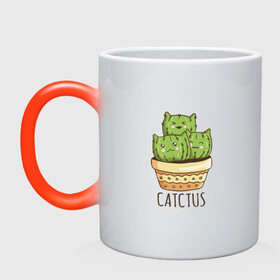 Кружка хамелеон с принтом Котики Кактусы Catctus в Новосибирске, керамика | меняет цвет при нагревании, емкость 330 мл | cactus | cat | cats | cute cactus | english words | kitten | kitty | puss | pussy | pussycat | кактус в горшке | киски | кисы | котёнок | котики | коты в виде кактусов | коты кактусы | котята | котята кактусы | котятки | кошечки | кошка | мил