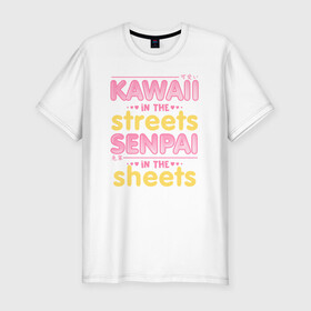 Мужская футболка хлопок Slim с принтом Kawaii in the streets в Новосибирске, 92% хлопок, 8% лайкра | приталенный силуэт, круглый вырез ворота, длина до линии бедра, короткий рукав | ahegao | anime | baka | chibi | desu | japan | kohai | nani | neko | otaku | senpai | sensei | waifu | weeaboo | weeb | аниме | анимешник | анимешница | ахегао | бака | вайфу | виабу | десу | кохай | культура | нани | неко | отаку | сенпай | сенсеи | трен