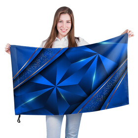 Флаг 3D с принтом 3D абстрактные фигуры BLUE в Новосибирске, 100% полиэстер | плотность ткани — 95 г/м2, размер — 67 х 109 см. Принт наносится с одной стороны | 3d | 3д | luxury | versace | vip | абстракция | блеск | блестки | версаче | вип | паттерн | роскошь | соты | текстуры