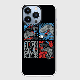 Чехол для iPhone 13 Pro с принтом Rock Star Dino Динозавр геймер в Новосибирске,  |  | dino | games | roar | rock | rock star | t rex | дино | динозавр | динозавры | рок | рокер