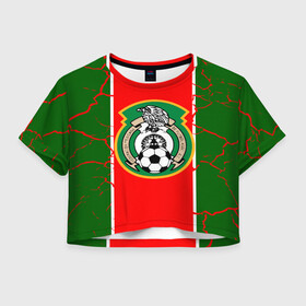 Женская футболка Crop-top 3D с принтом Сборная Мексики в Новосибирске, 100% полиэстер | круглая горловина, длина футболки до линии талии, рукава с отворотами | волейбол атакующий удар | голы | мексика | новости | сборная мексики | спорт | футбол | чемпионат мира | чм | южная корея