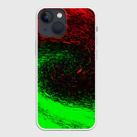 Чехол для iPhone 13 mini с принтом КРАСНАЯ И ЗЕЛЕНАЯ КРАСКА в Новосибирске,  |  | tegunvteg | брызги | зеленая | краска | красная | неон