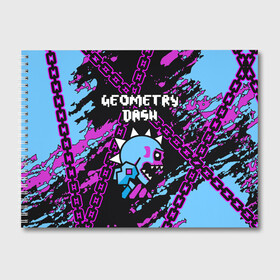 Альбом для рисования с принтом Geometry Dash в Новосибирске, 100% бумага
 | матовая бумага, плотность 200 мг. | Тематика изображения на принте: 2d | android | computer game | geometry dash | андроид | геометрия даш | игра | компьютерная