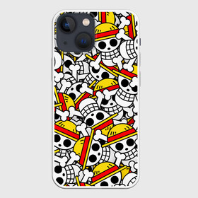 Чехол для iPhone 13 mini с принтом ONE PIECE   ВАН ПИС   УЗОР в Новосибирске,  |  | anime | one piece | pattern. | skull | аниме | ван пис | манга | мультфильм | скелет | узор | череп | японская анимация