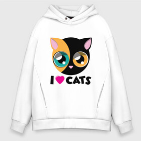 Мужское худи Oversize хлопок с принтом I Love Cats в Новосибирске, френч-терри — 70% хлопок, 30% полиэстер. Мягкий теплый начес внутри —100% хлопок | боковые карманы, эластичные манжеты и нижняя кромка, капюшон на магнитной кнопке | animal | cat | cute | kitty | love | meow | друг | животные | киска | китти | кот | котенок | котик | котэ | кошечка | кошка | милый | мур | мяу | питомец | тигр