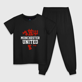 Детская пижама хлопок с принтом Manchester United Red Devils в Новосибирске, 100% хлопок |  брюки и футболка прямого кроя, без карманов, на брюках мягкая резинка на поясе и по низу штанин
 | champions | football | manchester | manchester united | soccer | uefa | united | world cup | лига чемпионов | манчестер | манчестер юнайтед | форма | формы | футбол | юнайтед