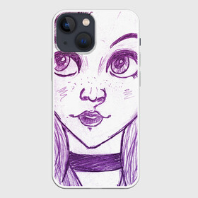 Чехол для iPhone 13 mini с принтом девушка с чокером в Новосибирске,  |  | art | color | creator | digital | illustration | illustrator | marker | meow | monster | paint | watercolor | woman | акварель | арт | девушка | диджитал | иллюстрация | карандаш | краски | маркеры | монстр | няша | няшный | поп | рисунок | создание | тво