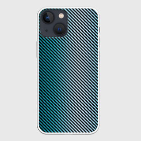 Чехол для iPhone 13 mini с принтом Carbon Blue в Новосибирске,  |  | carbon | fiber | kevlar | карбон | кевлар | металл