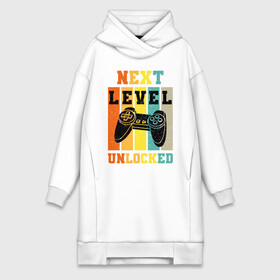 Платье-худи хлопок с принтом Next level unlocked в Новосибирске,  |  | controller | funny | game | gamer | gaming | geek | level | next | retro | unlocked | video game | videogame | vintage | видеоигры | винтаж | игра | играть | игровой | игрок | игроку | игры | консоль | приставка | ретро