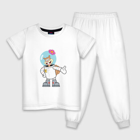 Детская пижама хлопок с принтом Сэнди в Новосибирске, 100% хлопок |  брюки и футболка прямого кроя, без карманов, на брюках мягкая резинка на поясе и по низу штанин
 | Тематика изображения на принте: sponge bob | spongebob squarepants | губка боб | губка боб квадратные штаны | спанч боб