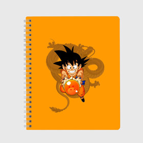 Тетрадь с принтом Kid Goku в Новосибирске, 100% бумага | 48 листов, плотность листов — 60 г/м2, плотность картонной обложки — 250 г/м2. Листы скреплены сбоку удобной пружинной спиралью. Уголки страниц и обложки скругленные. Цвет линий — светло-серый
 | anime | dragon ball | аниме | анимэ | драгон бал | дрэгон бол | жемчуг дракона