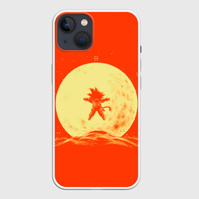 Чехол для iPhone 13 с принтом Гоку и луна в Новосибирске,  |  | anime | dragon ball | moon | аниме | анимэ | драгон бал | дрэгон бол | жемчуг дракона | луна