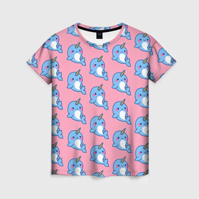 Женская футболка 3D с принтом Дельфинчики | Единорожки в Новосибирске, 100% полиэфир ( синтетическое хлопкоподобное полотно) | прямой крой, круглый вырез горловины, длина до линии бедер | unicorn | вода | девочке | девчачья | дельфичик | детская | детство | единорог | единороги | единорожек | звездочки | корона | милая | море | мороженое | пончики | радуга | рога | рыба | рыбы | сладости