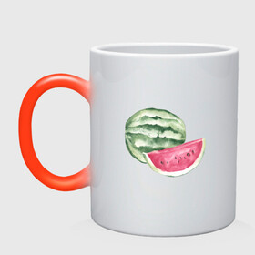 Кружка хамелеон с принтом акварельный арбуз в Новосибирске, керамика | меняет цвет при нагревании, емкость 330 мл | Тематика изображения на принте: акварель | арбуз | арбузик | бахчевые | вкуснота | вкусняшки | долька | жара | кавун | кавунчик | краска | лето | люблю арбуз | полосатик | рисунок | сезон | фрукт | ягода