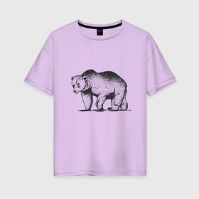 Женская футболка хлопок Oversize с принтом Медведь Гризли | Grizzly Bear в Новосибирске, 100% хлопок | свободный крой, круглый ворот, спущенный рукав, длина до линии бедер
 | alaska | american bear | art | bears | canada | illustration | united states | ursus | usa | аляска | американский медведь | арт | бурый медведь | бурый мишка | иллюстрация | канада | косолапый | медвежонок | мишка | потапыч | рисунок