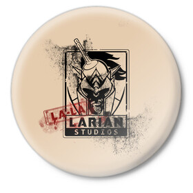 Значок с принтом La-La-Larian Studios в Новосибирске,  металл | круглая форма, металлическая застежка в виде булавки | baldur s gate 3 | divinity | larian studios | игра | лариан