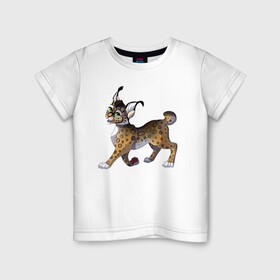 Детская футболка хлопок с принтом Мультяшная рысь в Новосибирске, 100% хлопок | круглый вырез горловины, полуприлегающий силуэт, длина до линии бедер | furry | lynx | животные | кошки | мультфильмы | рысь | хищники
