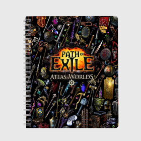 Тетрадь с принтом Path of Exile в Новосибирске, 100% бумага | 48 листов, плотность листов — 60 г/м2, плотность картонной обложки — 250 г/м2. Листы скреплены сбоку удобной пружинной спиралью. Уголки страниц и обложки скругленные. Цвет линий — светло-серый
 | computer | game | path of exile | игра | компьютерная | путь изгнания