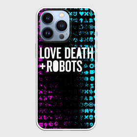 Чехол для iPhone 13 Pro с принтом ЛЮБОВЬ СМЕРТЬ И РОБОТЫ в Новосибирске,  |  | death | hear | ldr | logo | love | netflix | robots | smile | анимация | кино | лого | лср | любовь | нетфликс | роботы | сердце | сериал | смайл | смайлик