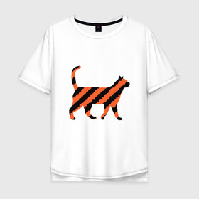 Мужская футболка хлопок Oversize с принтом Black-Orange Cat в Новосибирске, 100% хлопок | свободный крой, круглый ворот, “спинка” длиннее передней части | animal | cat | cute | kitty | meow | друг | животные | киска | китти | кот | котенок | котик | котэ | кошечка | кошка | милый | мур | мяу | питомец | тигр