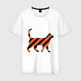 Мужская футболка хлопок с принтом Black-Orange Cat в Новосибирске, 100% хлопок | прямой крой, круглый вырез горловины, длина до линии бедер, слегка спущенное плечо. | animal | cat | cute | kitty | meow | друг | животные | киска | китти | кот | котенок | котик | котэ | кошечка | кошка | милый | мур | мяу | питомец | тигр