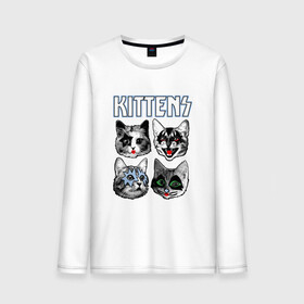 Мужской лонгслив хлопок с принтом Kittens в Новосибирске, 100% хлопок |  | animal | cat | cute | kiss | kitty | meow | rock | гитара | друг | животные | киска | кисс | китти | кот | котенок | котик | котэ | кошечка | кошка | метал | милый | музыка | мур | мяу | питомец | рок | тигр