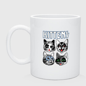 Кружка керамическая с принтом Kittens в Новосибирске, керамика | объем — 330 мл, диаметр — 80 мм. Принт наносится на бока кружки, можно сделать два разных изображения | animal | cat | cute | kiss | kitty | meow | rock | гитара | друг | животные | киска | кисс | китти | кот | котенок | котик | котэ | кошечка | кошка | метал | милый | музыка | мур | мяу | питомец | рок | тигр