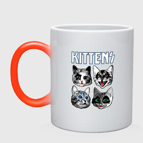 Кружка хамелеон с принтом Kittens в Новосибирске, керамика | меняет цвет при нагревании, емкость 330 мл | animal | cat | cute | kiss | kitty | meow | rock | гитара | друг | животные | киска | кисс | китти | кот | котенок | котик | котэ | кошечка | кошка | метал | милый | музыка | мур | мяу | питомец | рок | тигр