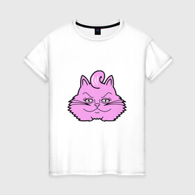 Женская футболка хлопок с принтом Pink Cat в Новосибирске, 100% хлопок | прямой крой, круглый вырез горловины, длина до линии бедер, слегка спущенное плечо | animal | cat | cute | kitty | meow | друг | животные | киска | китти | кот | котенок | котик | котэ | кошечка | кошка | милый | мур | мяу | питомец | тигр