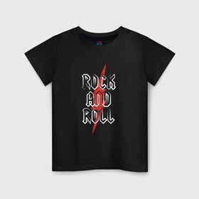 Детская футболка хлопок с принтом Rock and roll в Новосибирске, 100% хлопок | круглый вырез горловины, полуприлегающий силуэт, длина до линии бедер | and | heavy | metal | music | n | rock | roll | гитара | музыка | рок | тяжелый