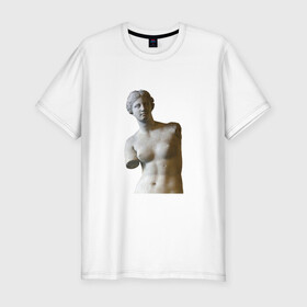 Мужская футболка хлопок Slim с принтом Венера Милосская в Новосибирске, 92% хлопок, 8% лайкра | приталенный силуэт, круглый вырез ворота, длина до линии бедра, короткий рукав | 