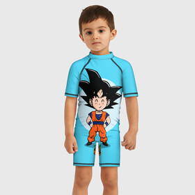 Детский купальный костюм 3D с принтом Sweet Goku в Новосибирске, Полиэстер 85%, Спандекс 15% | застежка на молнии на спине | Тематика изображения на принте: anime | dragon ball | аниме | анимэ | драгон бал | дрэгон бол | жемчуг дракона