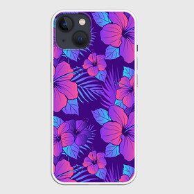 Чехол для iPhone 13 с принтом Узор Неоновый Гибискус в Новосибирске,  |  | art | bouquet of flowers | floral | garden | gardening | hibiscus | neon | pattern | арт | ботаника | букет цветов | букеты | гигантские цветы | домашние цветы | каркаде | паттерн | рисунок цветов | садовод | садоводство