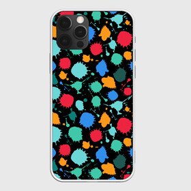 Чехол для iPhone 12 Pro с принтом Брызги красок в Новосибирске, силикон | область печати: задняя сторона чехла, без боковых панелей | Тематика изображения на принте: брызги | краски | палитра | пятна | радуга | текстура | цвет | яркое