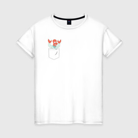 Женская футболка хлопок с принтом Zoidberg карман в Новосибирске, 100% хлопок | прямой крой, круглый вырез горловины, длина до линии бедер, слегка спущенное плечо | bender | futurama | planet express | бендер | зойберг | зойдберг | мульт | мультфильм | планетный экспресс | туранга лила | филипп джэй фрай | футурама