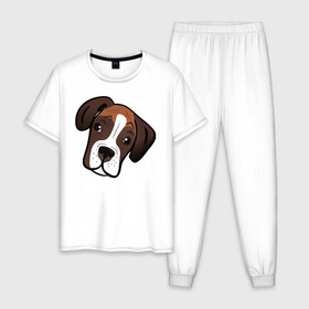 Мужская пижама хлопок с принтом Боксер в Новосибирске, 100% хлопок | брюки и футболка прямого кроя, без карманов, на брюках мягкая резинка на поясе и по низу штанин
 | лучший друг человека | немецкий боксер | собака