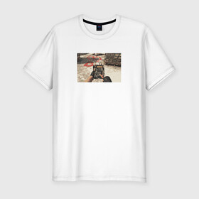 Мужская футболка хлопок Slim с принтом CS GO Вышивка в Новосибирске, 92% хлопок, 8% лайкра | приталенный силуэт, круглый вырез ворота, длина до линии бедра, короткий рукав | counter strike | cs go | контер страйк | кс го