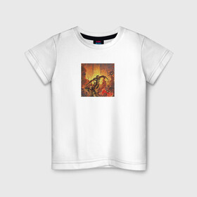 Детская футболка хлопок с принтом DOOM Вышивка в Новосибирске, 100% хлопок | круглый вырез горловины, полуприлегающий силуэт, длина до линии бедер | doom | eternal | вышивка | дум | игра | палач рока | пиксель арт