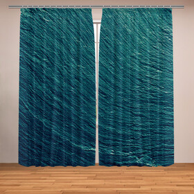 Фотошторы с принтом Endless Sea в Новосибирске, Блэкаут (светозащита 90%) / Габардин (светозащита 40% | 2 полотна шириной по 145 см; Высота 200-300 см; Крепление: шторная лента (на крючки); | Тематика изображения на принте: background | blue | dark | gradient | green | lines | ocean | paints | ripples | sea | spot | spots | stripes | texture | waves | волны | голубая | градиент | зеленый | краски | линии | море | океан | полосы | пятна | пятно | рябь | текстура | т