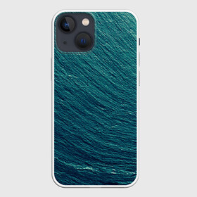 Чехол для iPhone 13 mini с принтом Endless Sea в Новосибирске,  |  | background | blue | dark | gradient | green | lines | ocean | paints | ripples | sea | spot | spots | stripes | texture | waves | волны | голубая | градиент | зеленый | краски | линии | море | океан | полосы | пятна | пятно | рябь | текстура | т