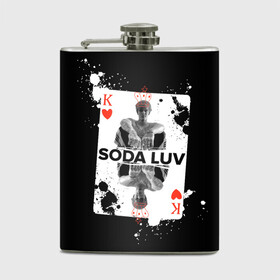 Фляга с принтом Репер - SODA LUV в Новосибирске, металлический корпус | емкость 0,22 л, размер 125 х 94 мм. Виниловая наклейка запечатывается полностью | Тематика изображения на принте: rap | rapper | soda luv | st. petersburg | vladislav terentyuk | владислав терентюк | репер | рэп | рэп исполнитель | санкт петербург